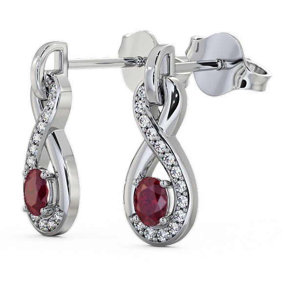 Drop Style Ruby and Diamond 0.81ct Earrings 9K White Gold ERG36GEM_WG_RU_THUMB1