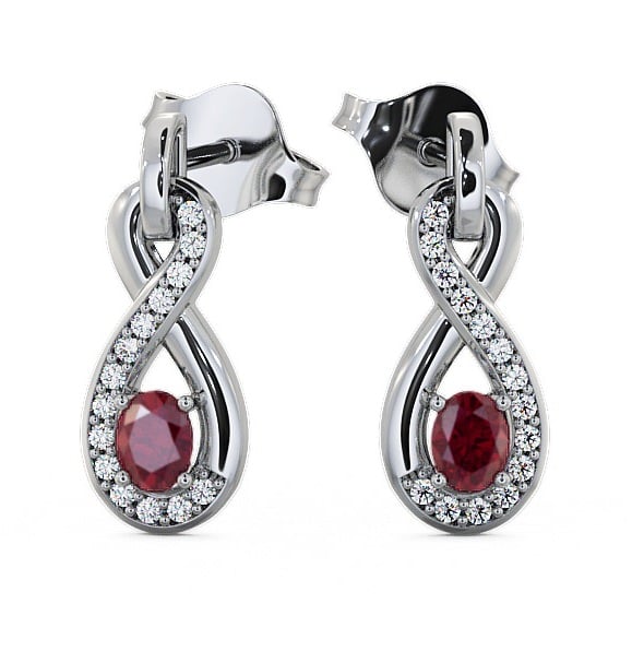 Drop Style Ruby and Diamond 0.81ct Earrings 18K White Gold ERG36GEM_WG_RU_THUMB2 