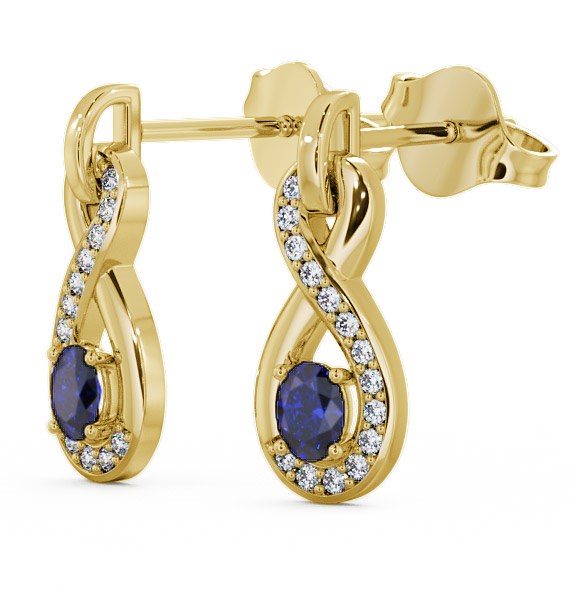  Drop Style Blue Sapphire and Diamond 0.81ct Earrings 9K Yellow Gold - Dunslea ERG36GEM_YG_BS_THUMB1 