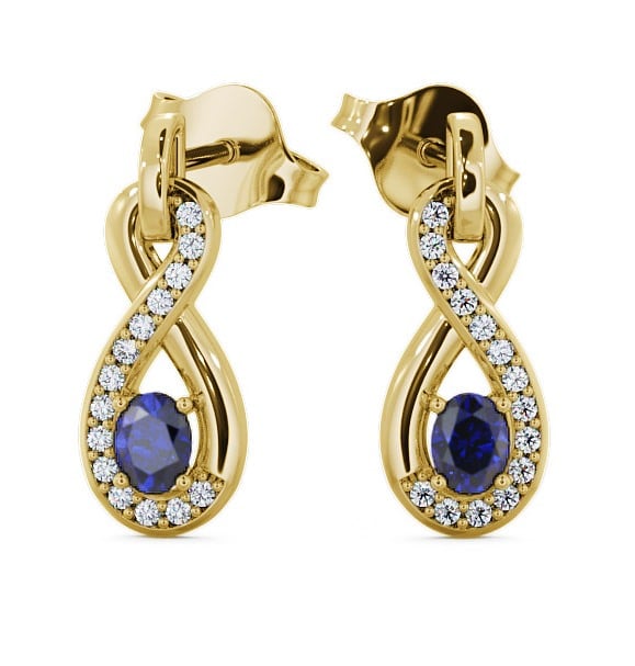  Drop Style Blue Sapphire and Diamond 0.81ct Earrings 18K Yellow Gold - Dunslea ERG36GEM_YG_BS_THUMB2 