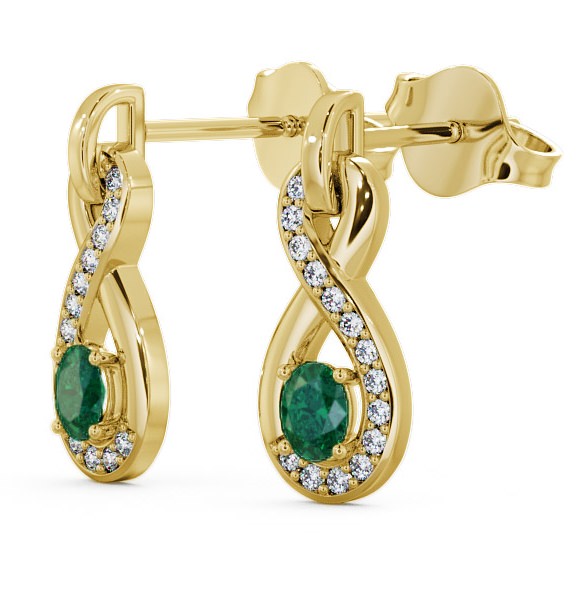  Drop Style Emerald and Diamond 0.61ct Earrings 18K Yellow Gold - Dunslea ERG36GEM_YG_EM_THUMB1 