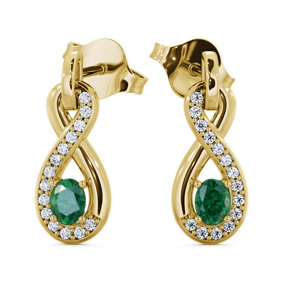  Drop Style Emerald and Diamond 0.61ct Earrings 18K Yellow Gold - Dunslea ERG36GEM_YG_EM_THUMB2 