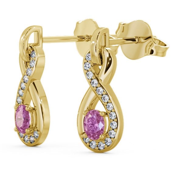 Drop Style Pink Sapphire and Diamond 0.81ct Earrings 9K Yellow Gold - Dunslea ERG36GEM_YG_PS_THUMB1