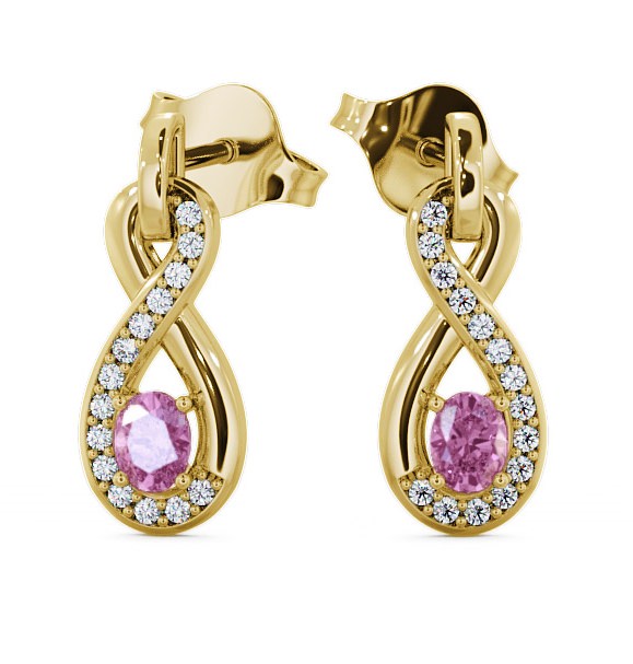  Drop Style Pink Sapphire and Diamond 0.81ct Earrings 9K Yellow Gold - Dunslea ERG36GEM_YG_PS_THUMB2 