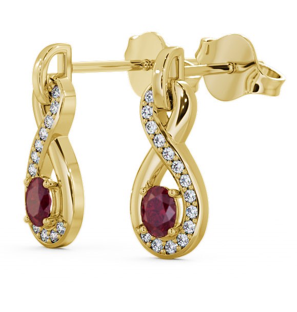  Drop Style Ruby and Diamond 0.81ct Earrings 9K Yellow Gold - Dunslea ERG36GEM_YG_RU_THUMB1 