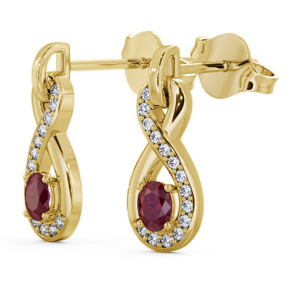 Drop Style Ruby and Diamond 0.81ct Earrings 18K Yellow Gold ERG36GEM_YG_RU_THUMB1