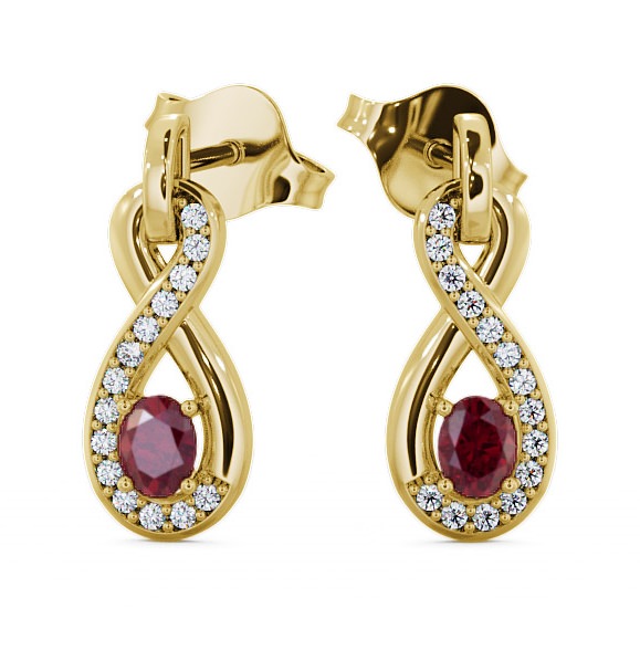  Drop Style Ruby and Diamond 0.81ct Earrings 9K Yellow Gold - Dunslea ERG36GEM_YG_RU_THUMB2 