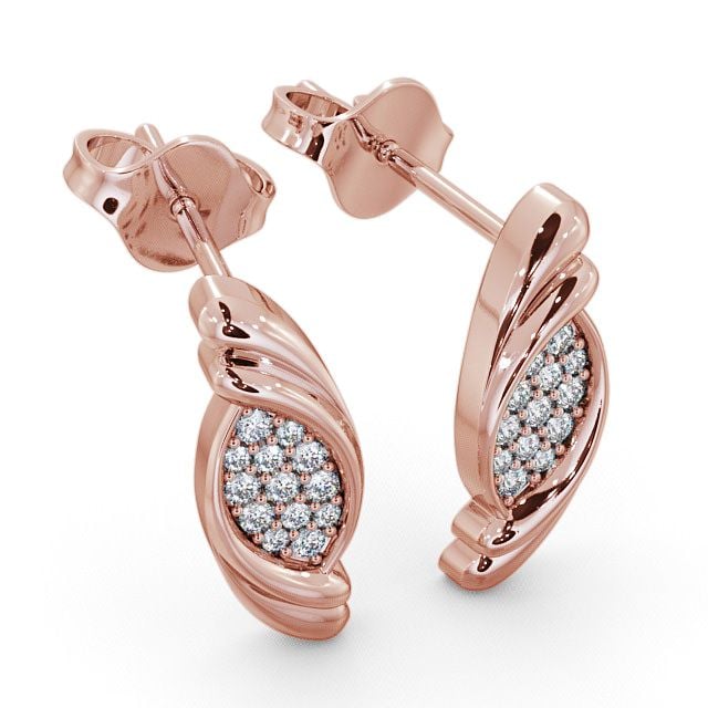 Cluster Round Diamond Earrings 9K Rose Gold - Periton ERG37_RG_FLAT