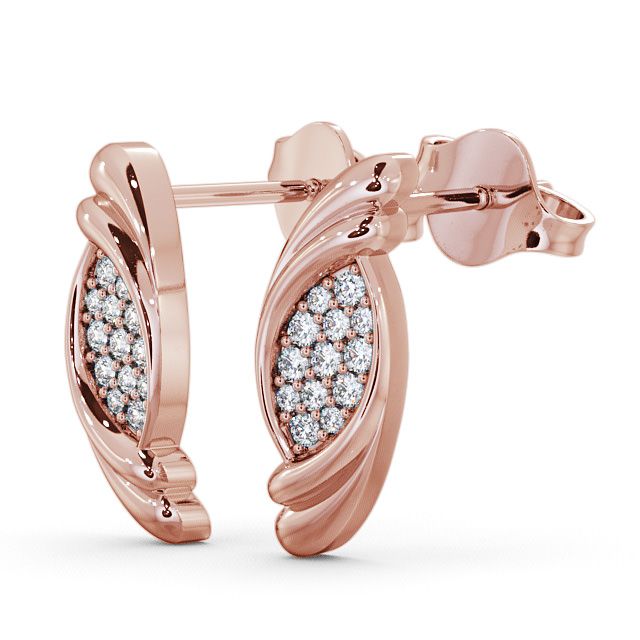 Cluster Round Diamond Earrings 9K Rose Gold - Periton ERG37_RG_SIDE