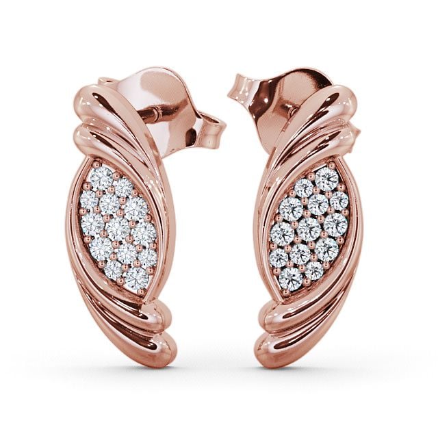 Cluster Round Diamond Earrings 9K Rose Gold - Periton ERG37_RG_UP