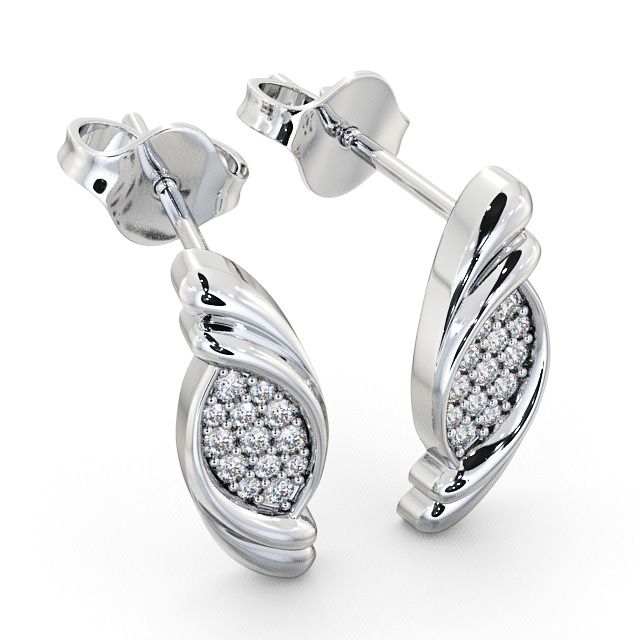 Cluster Round Diamond Earrings 9K White Gold - Periton ERG37_WG_FLAT