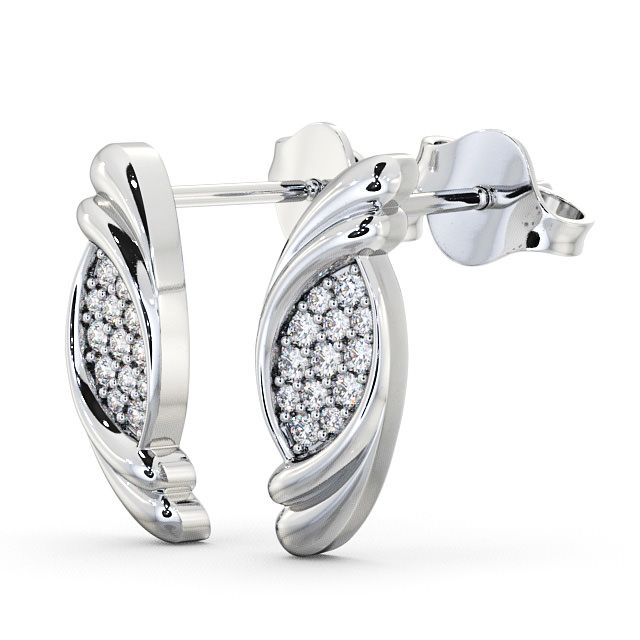 Cluster Round Diamond Earrings 18K White Gold - Periton ERG37_WG_SIDE