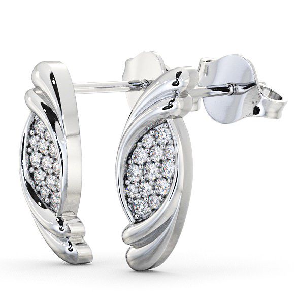 Cluster Round Diamond Earrings 18K White Gold - Periton ERG37_WG_THUMB1