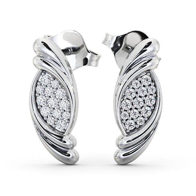Cluster Round Diamond Earrings 9K White Gold - Periton ERG37_WG_UP
