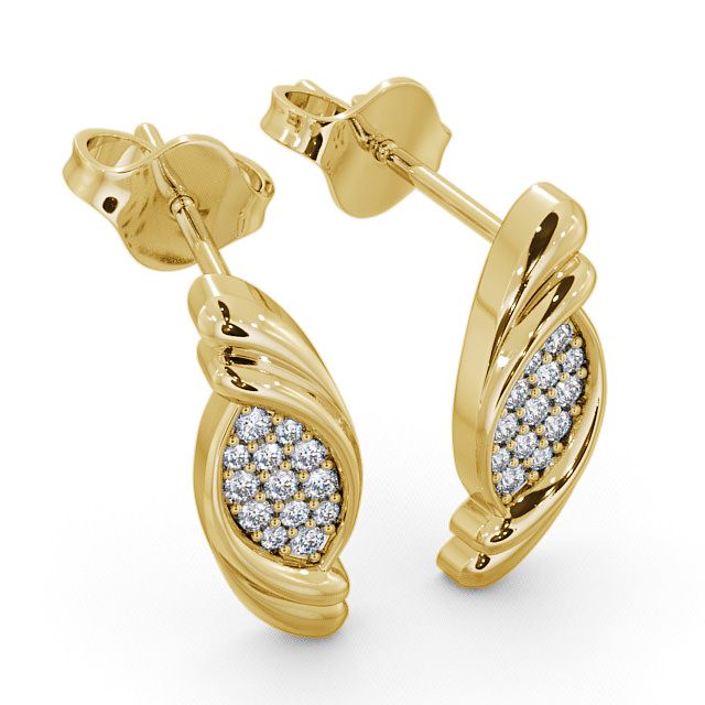 Cluster Round Diamond Earrings 18K Yellow Gold - Periton ERG37_YG_FLAT