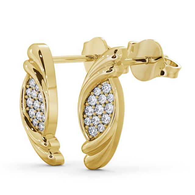 Cluster Round Diamond Earrings 9K Yellow Gold - Periton