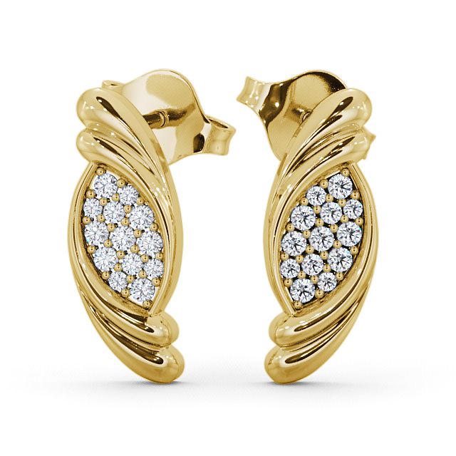 Cluster Round Diamond Earrings 18K Yellow Gold - Periton ERG37_YG_UP