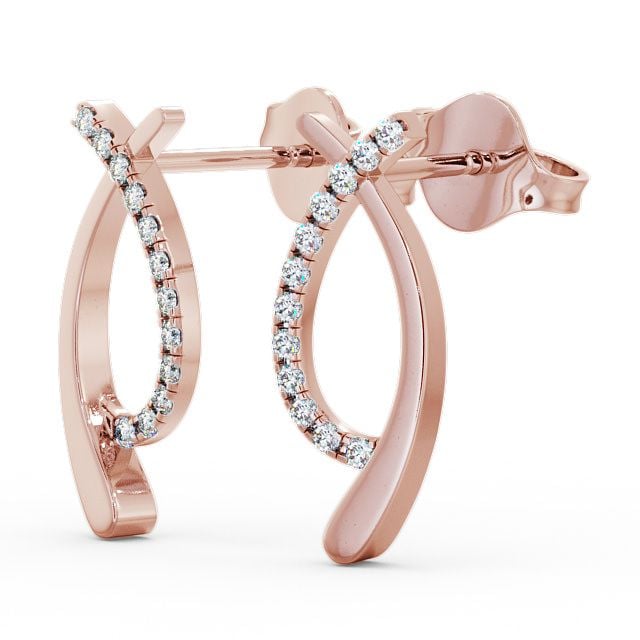 Crossover Round Diamond Earrings 18K Rose Gold - Pica ERG38_RG_SIDE