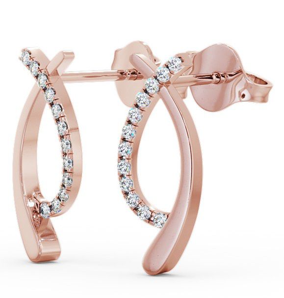 Crossover Round Diamond Ribbon Design Earrings 18K Rose Gold ERG38_RG_THUMB1 