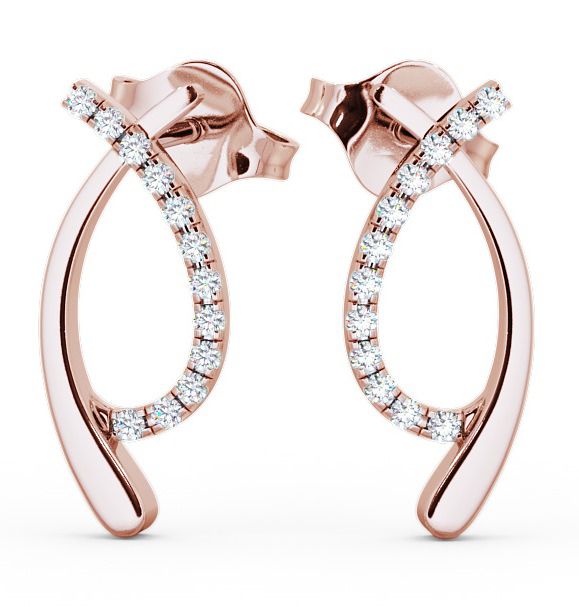 Crossover Round Diamond Ribbon Design Earrings 9K Rose Gold ERG38_RG_THUMB2 