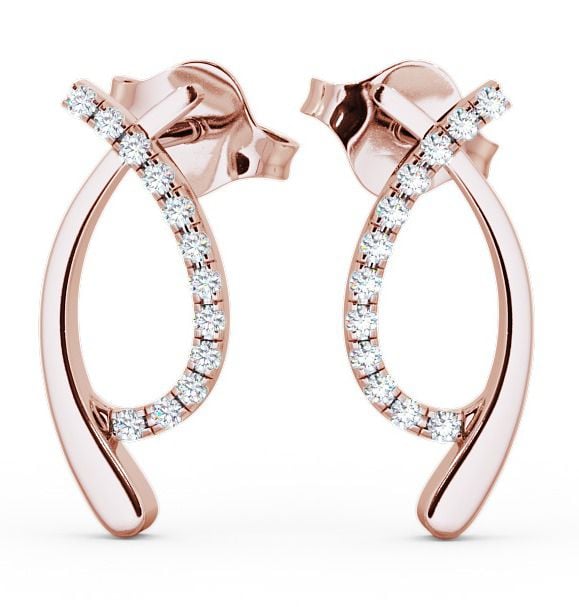Crossover Round Diamond Ribbon Design Earrings 18K Rose Gold ERG38_RG_THUMB2 