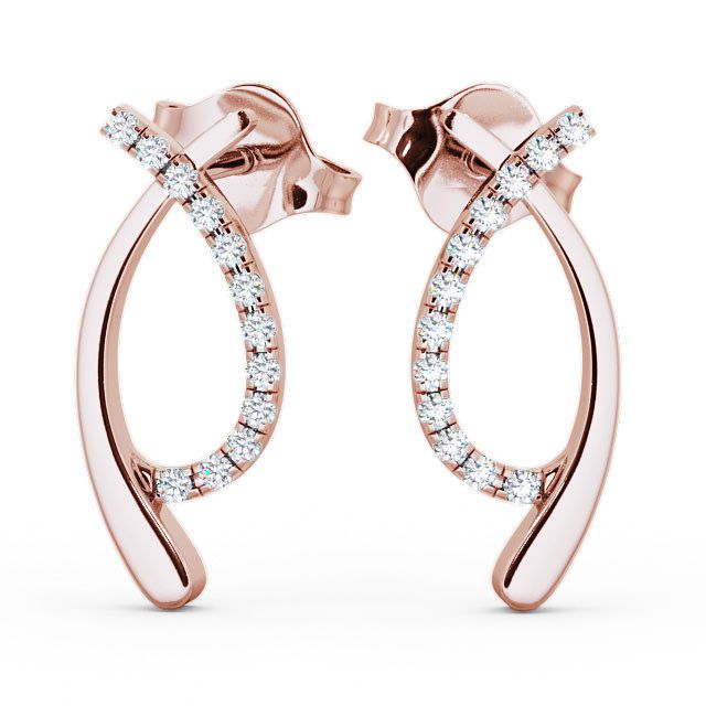 Crossover Round Diamond Earrings 9K Rose Gold - Pica ERG38_RG_UP