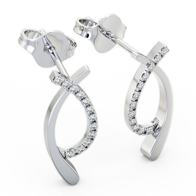 Crossover Round Diamond Earrings 18K White Gold - Pica ERG38_WG_FLAT