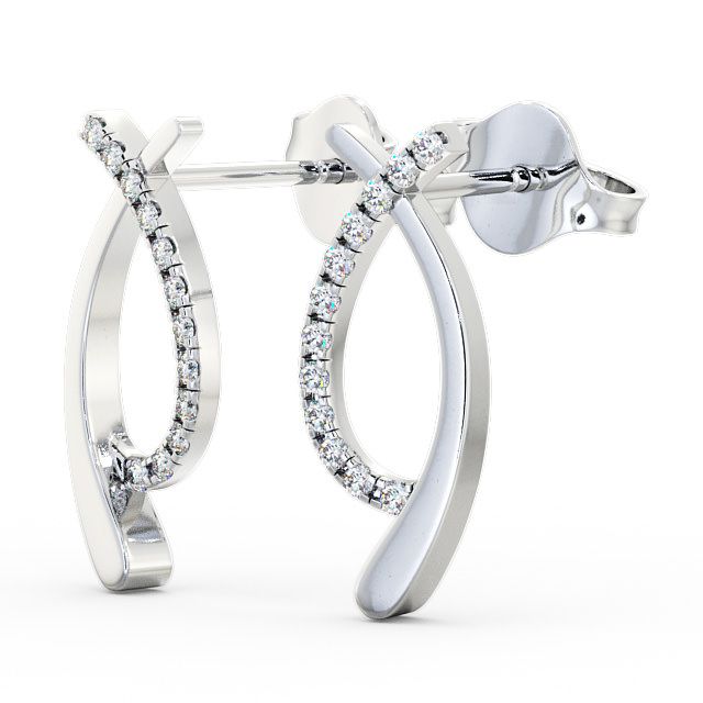 Crossover Round Diamond Earrings 18K White Gold - Pica