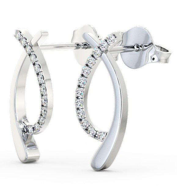 Crossover Round Diamond Ribbon Design Earrings 18K White Gold ERG38_WG_THUMB1