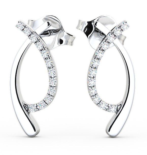 Crossover Round Diamond Ribbon Design Earrings 9K White Gold ERG38_WG_THUMB2 