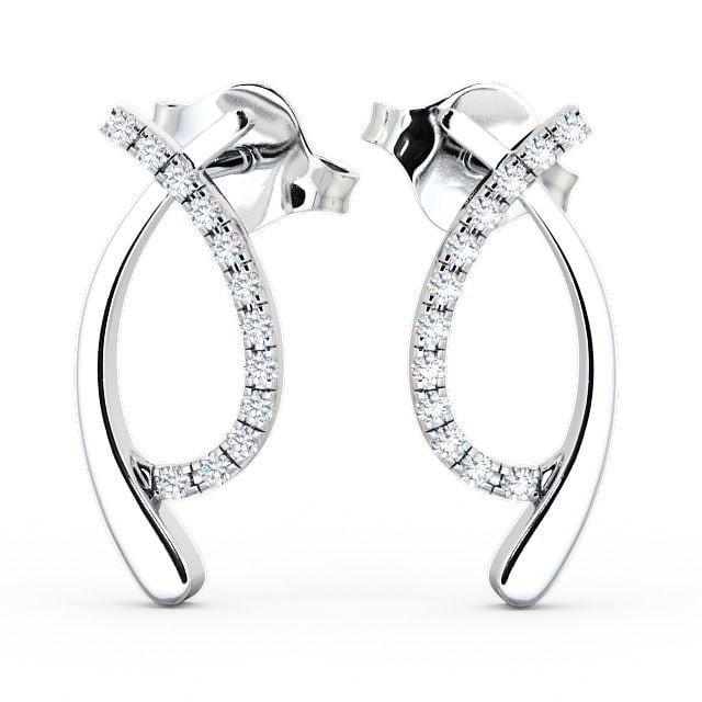 Crossover Round Diamond Earrings 18K White Gold - Pica ERG38_WG_UP