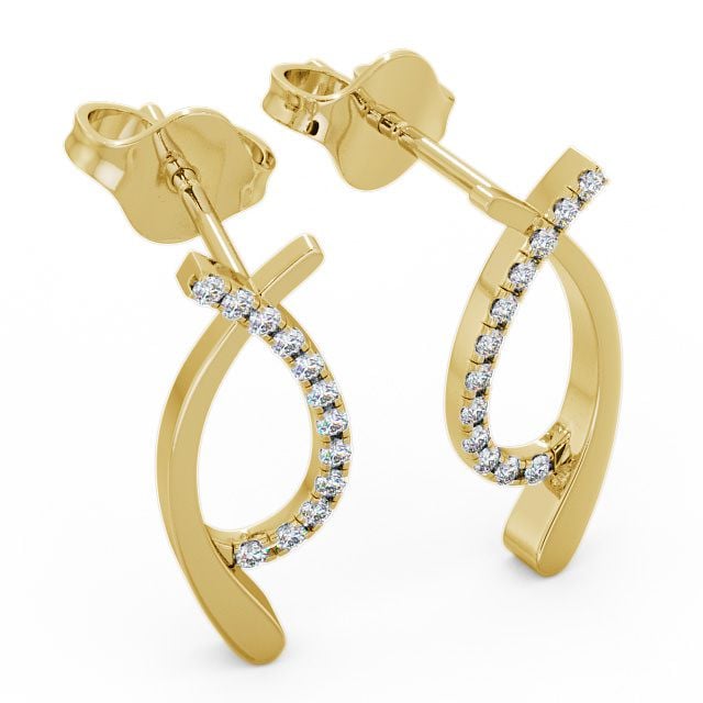 Crossover Round Diamond Earrings 9K Yellow Gold - Pica ERG38_YG_FLAT