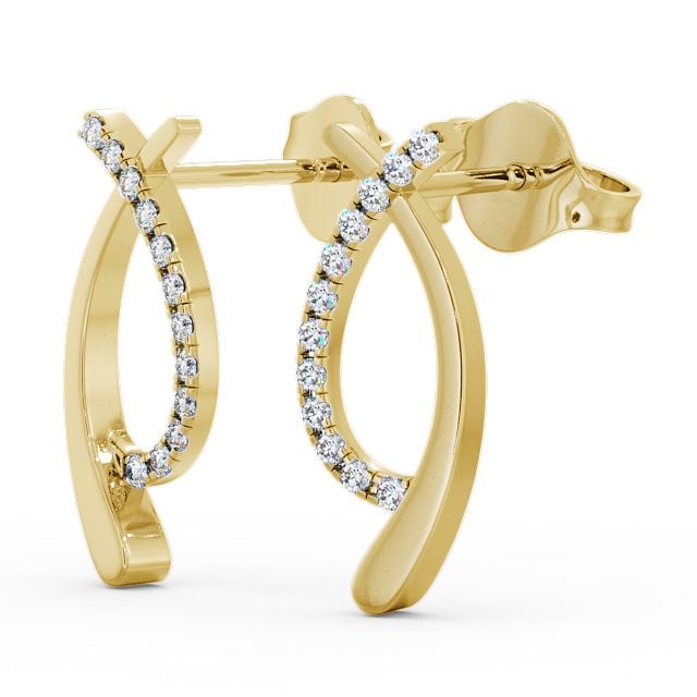 Crossover Round Diamond Earrings 18K Yellow Gold - Pica ERG38_YG_SIDE