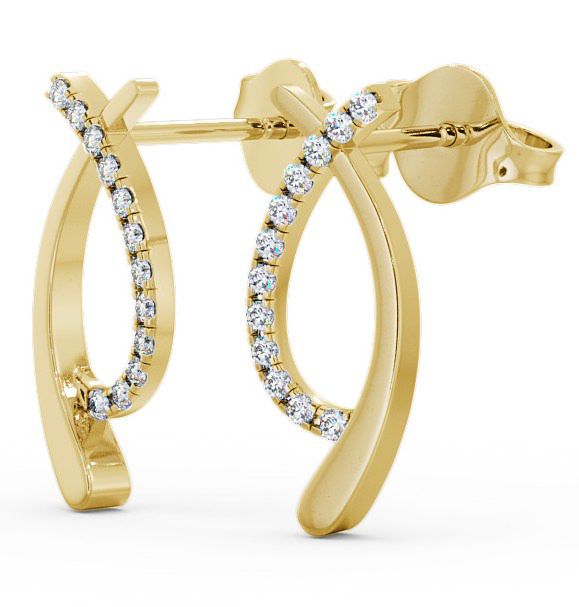 Crossover Round Diamond Ribbon Design Earrings 18K Yellow Gold ERG38_YG_THUMB1 