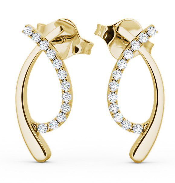  Crossover Round Diamond Earrings 9K Yellow Gold - Pica ERG38_YG_THUMB2 