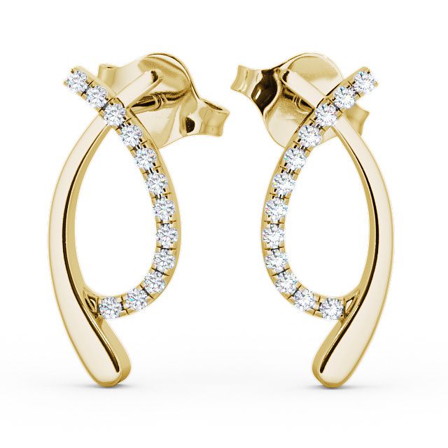 Crossover Round Diamond Earrings 18K Yellow Gold - Pica ERG38_YG_UP