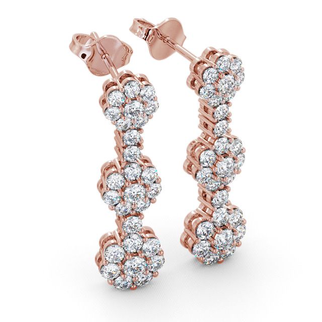 Drop Diamond Earrings 9K Rose Gold - Trelil ERG39_RG_FLAT