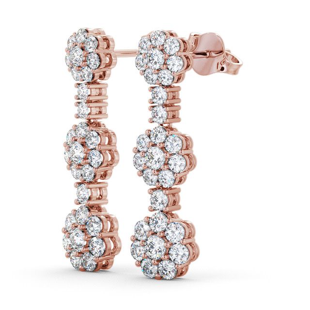 Drop Diamond Earrings 18K Rose Gold - Trelil ERG39_RG_SIDE