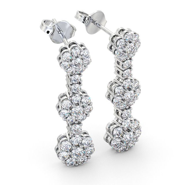 Drop Diamond Earrings 18K White Gold - Trelil ERG39_WG_FLAT