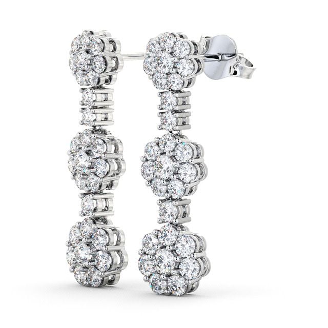 Drop Diamond Earrings 18K White Gold - Trelil ERG39_WG_SIDE