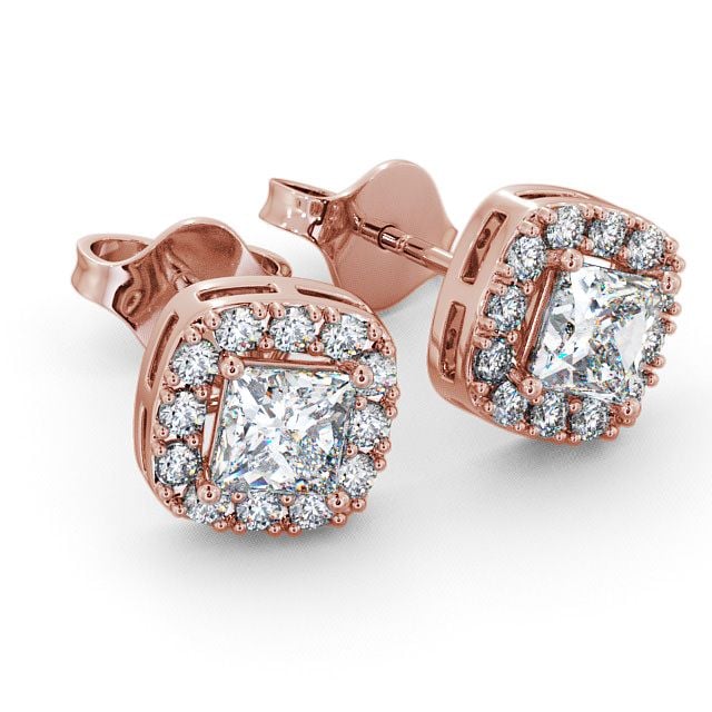 Halo Princess Diamond Earrings 9K Rose Gold - Bethania ERG3_RG_FLAT