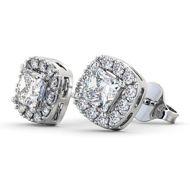 Halo Princess Diamond Earrings 9K White Gold - Bethania