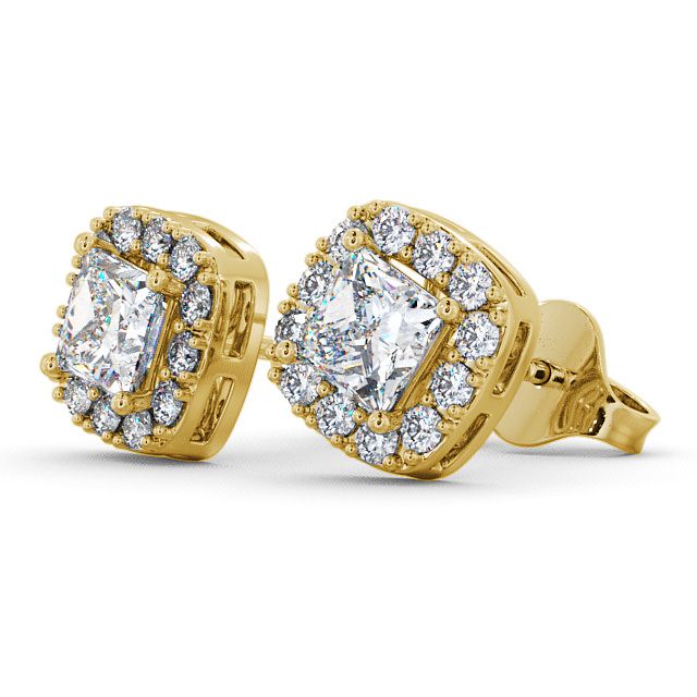 Halo Princess Diamond Earrings 18K Yellow Gold - Bethania ERG3_YG_SIDE