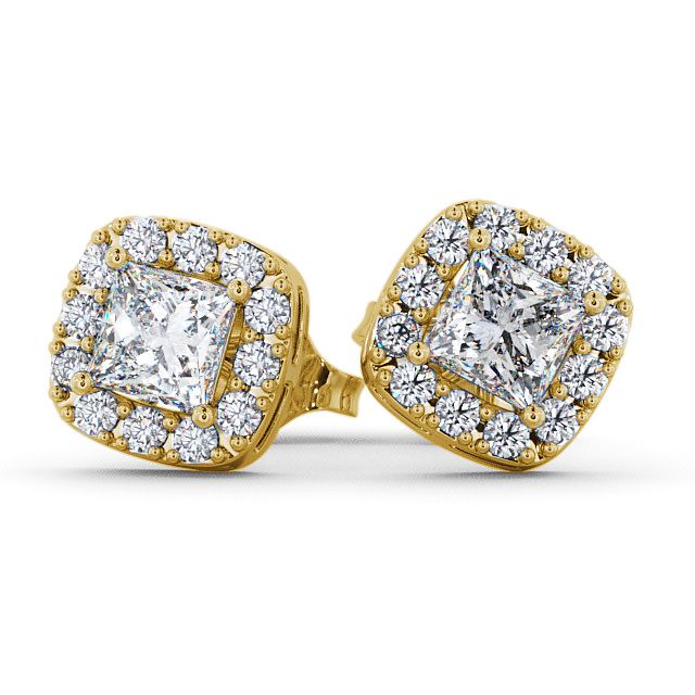 Halo Princess Diamond Earrings 18K Yellow Gold - Bethania ERG3_YG_UP