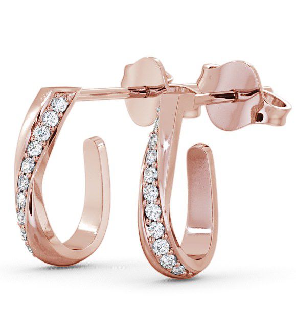 Hoop Round Diamond 0.13ct Offset Channel Earrings 18K Rose Gold ERG40_RG_THUMB1