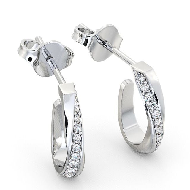 Hoop Round Diamond 0.13ct Earrings 9K White Gold - Greta ERG40_WG_FLAT