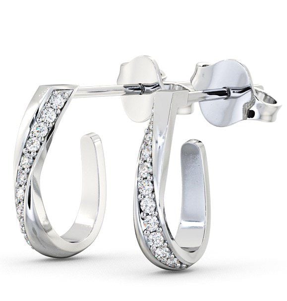  Hoop Round Diamond 0.13ct Earrings 18K White Gold - Greta ERG40_WG_THUMB1 
