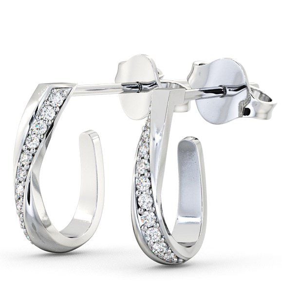 Hoop Round Diamond 0.13ct Offset Channel Earrings 18K White Gold ERG40_WG_THUMB1