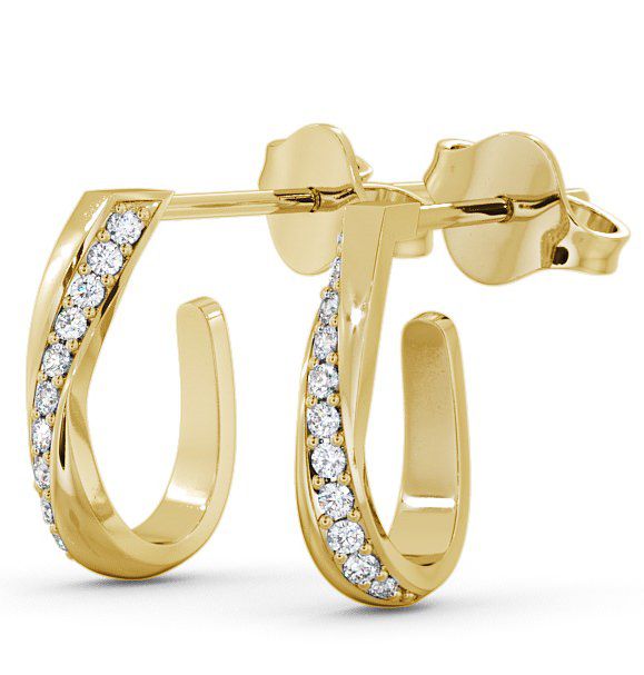 Hoop Round Diamond 0.13ct Offset Channel Earrings 18K Yellow Gold ERG40_YG_THUMB1