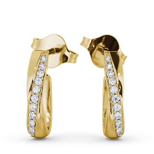 Hoop Round Diamond 0.13ct Earrings 18K Yellow Gold - Greta ERG40_YG_UP